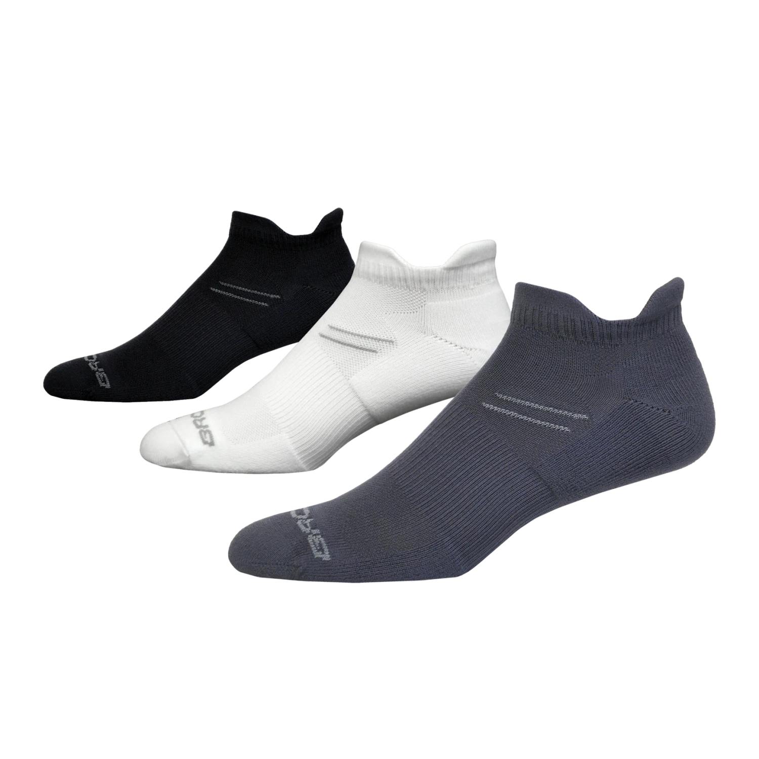 BROOKS Run-In 3-Pack Socks (006 - Asphalt/White/Black) 3 BROOKS Run-In 3-Pack Socks (006 - Asphalt/White/Black)