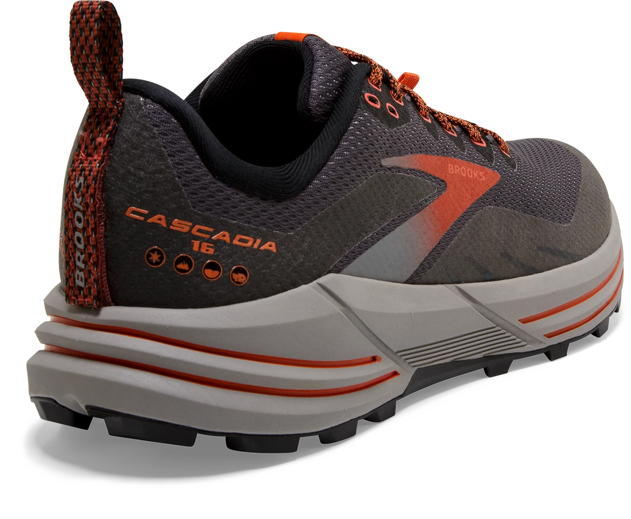 BROOKS Men's Cascadia 16 GTX (060 - Black/Ebony/Cinnabar) 6 BROOKS Men's Cascadia 16 GTX (060 - Black/Ebony/Cinnabar) - Image 4