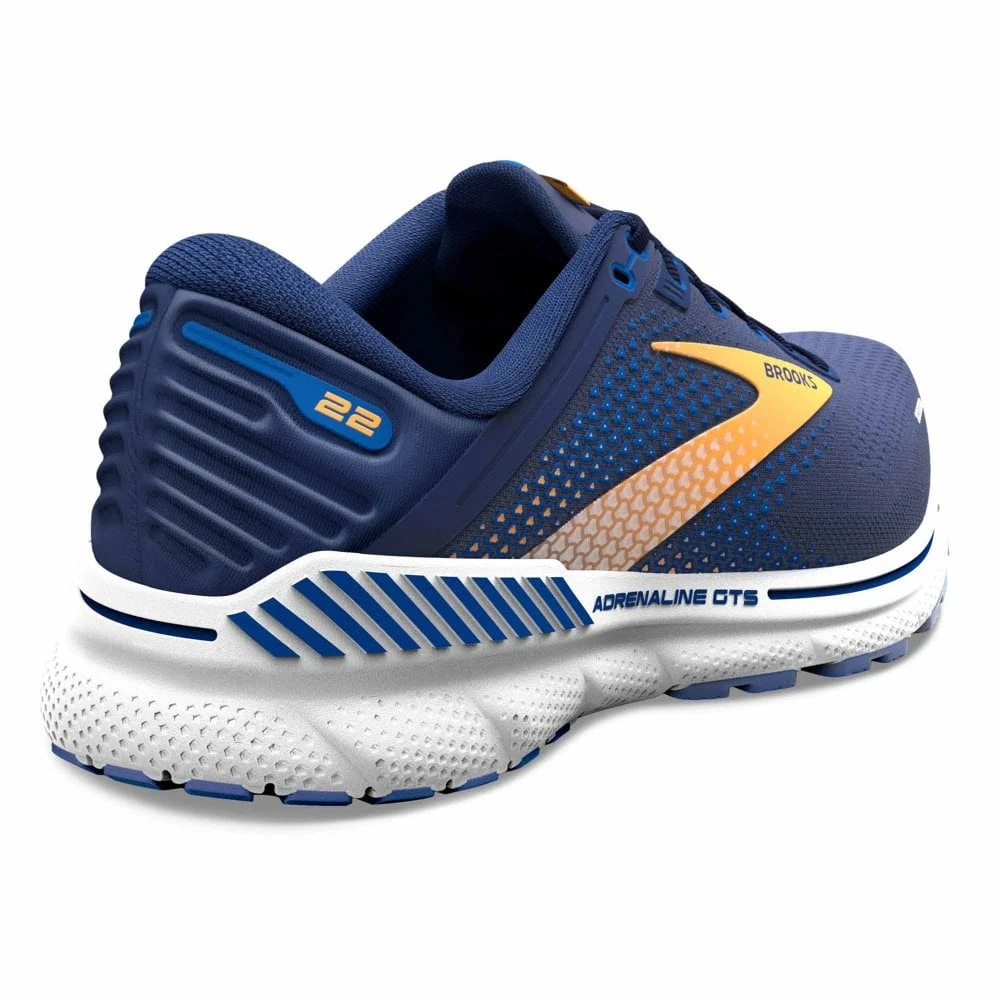 BROOKS Adrenaline GTS 22 Wide 2E Mens Running Shoes Peacoat/Orange/White 4 BROOKS Adrenaline GTS 22 Wide 2E Mens Running Shoes Peacoat/Orange/White - Image 2