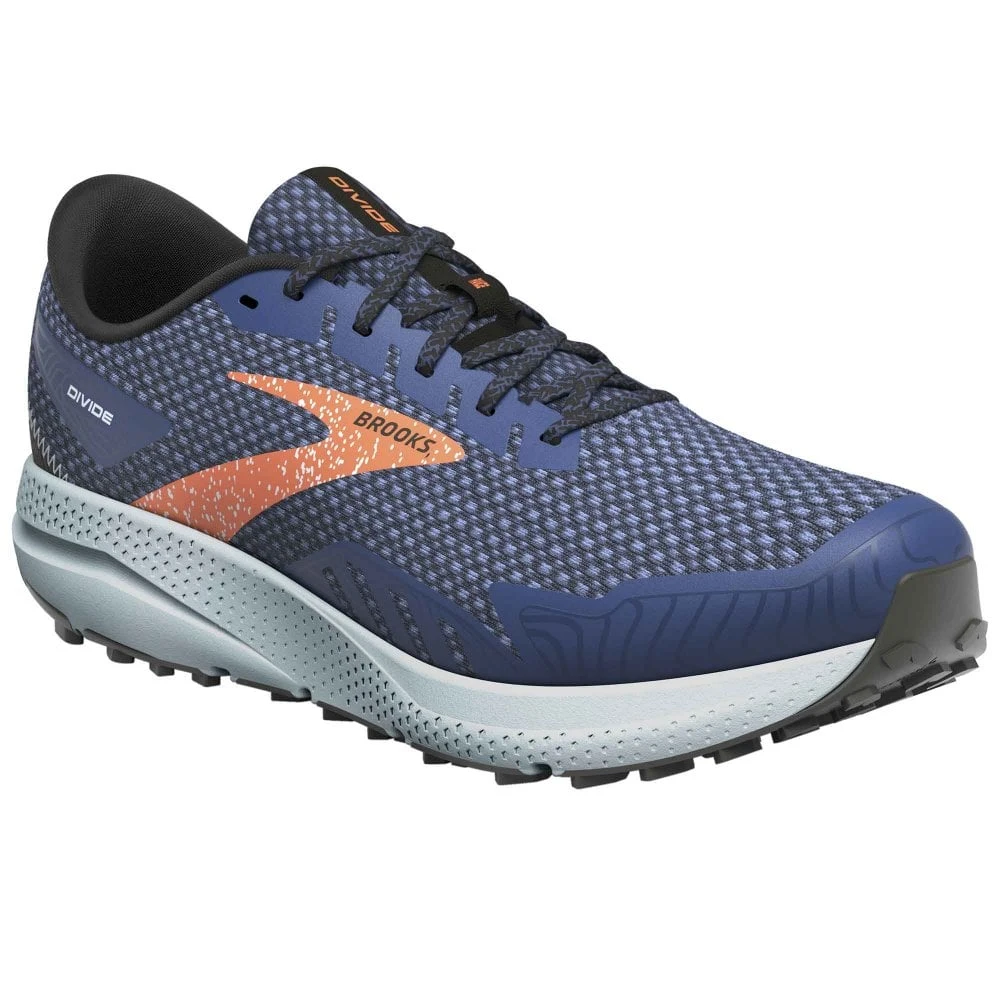 BROOKS Divide 4 Mens Trail Running Shoes Blue/Navy/Firecracker 3 BROOKS Divide 4 Mens Trail Running Shoes Blue/Navy/Firecracker
