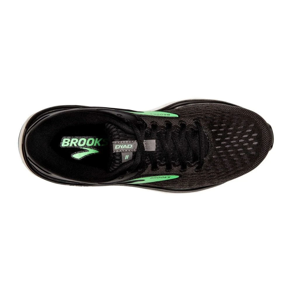 BROOKS Dyad 11 Extra Wide 2E Womens Running Shoes Black/Ebony/Green 4 BROOKS Dyad 11 Extra Wide 2E Womens Running Shoes Black/Ebony/Green - Image 2