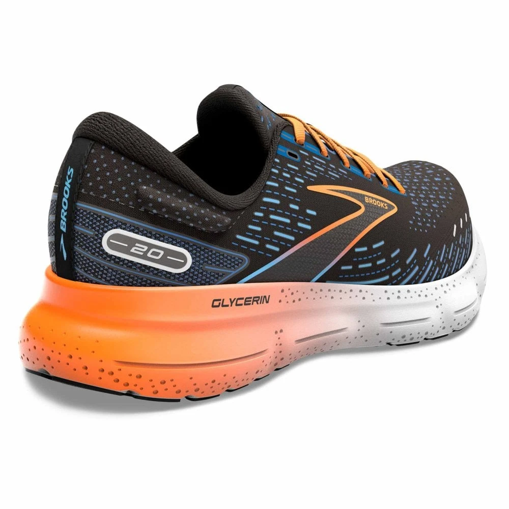 BROOKS Glycerin 20 Wide 2E Mens Running Shoes Black/Classic Blue/Orange 4 BROOKS Glycerin 20 Wide 2E Mens Running Shoes Black/Classic Blue/Orange - Image 2